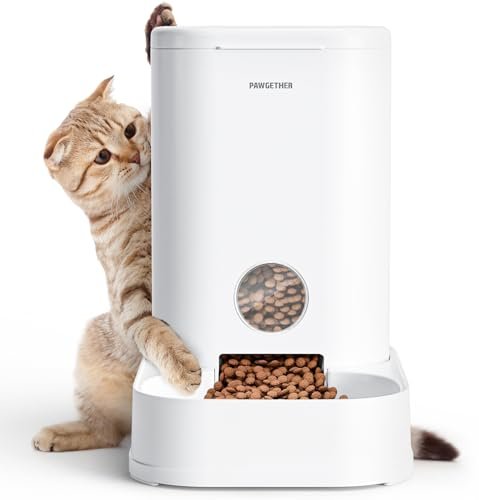 PAWGETHER® Gravity Cat Feeder, Self-Dispensing Dog Food Dispenser, Pet Food Station 1 Gallon/3.5L Capacity Automatic Pet Feeder Cat & Dog Food Bowl, Easy to Fill