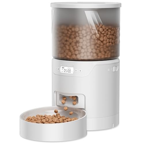IMIPAW PET Automatic Cat Feeder: 3L Auto Food Dispenser with Timed Feeding| 6 Meal Programmable& 1-20 Portion Precise Control- Easy to Clean & Setup for Cat Indoor| Desiccant Bag Keep Food Fresh