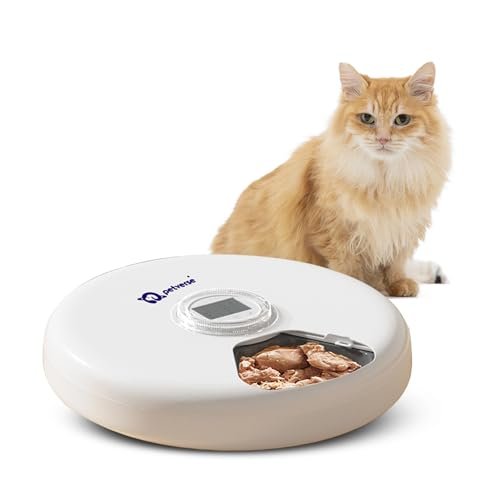 Petverse® 6 Meals Smart Pet Feeder for Cats - Automatic, Wet & Dry Food Compatible, Customizable Feeding Schedule, Easy to Clean, Battery Operated