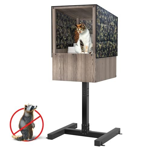 Outdoor Cat Feeding Station, Weatherproof Elevated Feral Cat House and Shelter for Outdoor Feeder Use