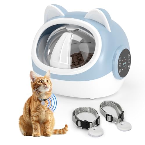 RFID Smart Pet Feeder with Dual Collar Tags – Microchip-Activated Automatic Food Bowl with Scheduled Feeding Times, LCD Display, Voice Recorder, Supports Wet & Dry Food for Multi-Pet Households