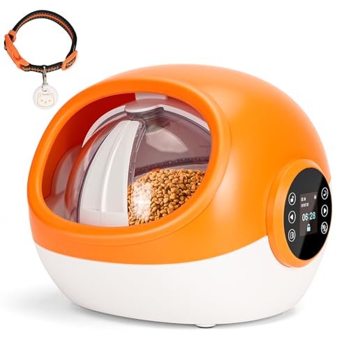 ITEFDTUTNE Automatic Cat Feeder (2024 Upgraded), with Collar Tag Sensor, Dual Powered Electric Pet Feeder, Tag Activated Automatic Cat Food Dispenser, 1-9 Meals Control