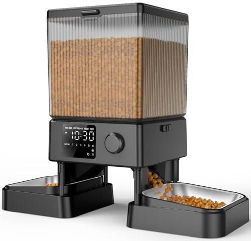 oneisall Automatic Cat Feeder for 2 Cats, 20 Cups/5L Automatic Cat Food Dispenser for Small Pets Indoor, Timed Cat Feeder for Dry Food