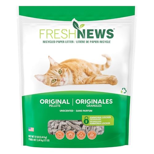 Fresh News Recycled Paper, Original Pellet Cat Litter, 12 Pound