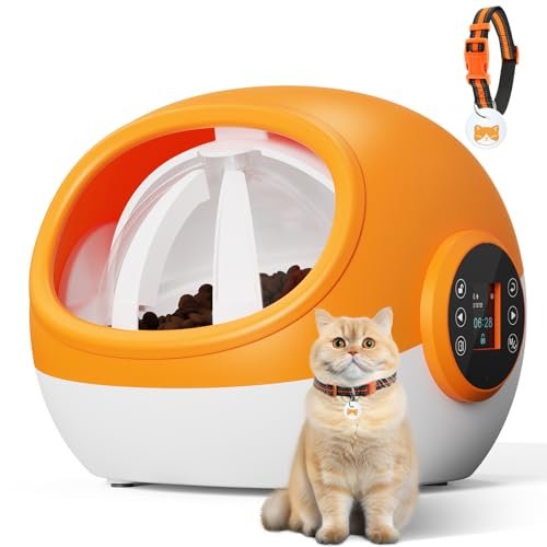 BROAIMX Automatic Cat Feeder with RFID Collar Sensor, Timed Auto Pet Feeder for Multi-Cat Households, 4 Feeding Modes, LCD Menu & Voice Recording, Suitable for Wet and Dry Food
