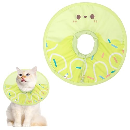 Coppthinktu Coleira de cone de gato macia, coleira de recuperação de gato após cirurgia, à prova d'água, cone de gatinho, coleira elisabetana leve para gatos, filhotes, antilambe ferimentos (verde, M)