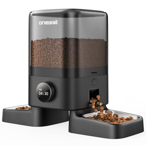 oneisall Automatic Cat Feeders 2 Cats, 20 Cups/5L Cat Auto Feeder, Automatic Cats Food Dispenser for Small Pets Indoor, Timed Pet Feeder for Dry Food