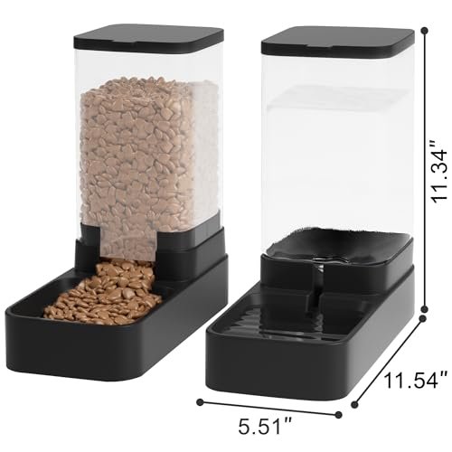 Wefeedy Automatic Cat Feeder and Water Dispenser in Set with Pet Food Bowl,Gravity Dog Waterer and Food Feeder for Small Medium Dog Cat Puppy Kitten Large Capacity(3.8L,Black) - Image 2