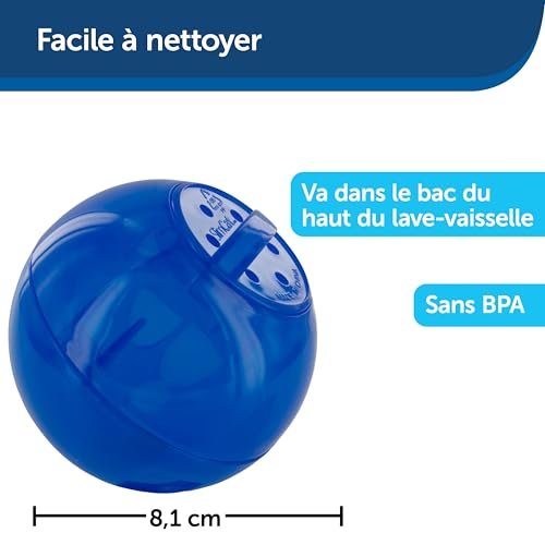 PetSafe SlimCat Interactive Feeder - Combines Play with Mealtime - Adjustable Portions - BPA-Free Plastic - Slow Feeder for Digestion - Lightweight, Dishwasher-Safe Toy - Blue - Image 3