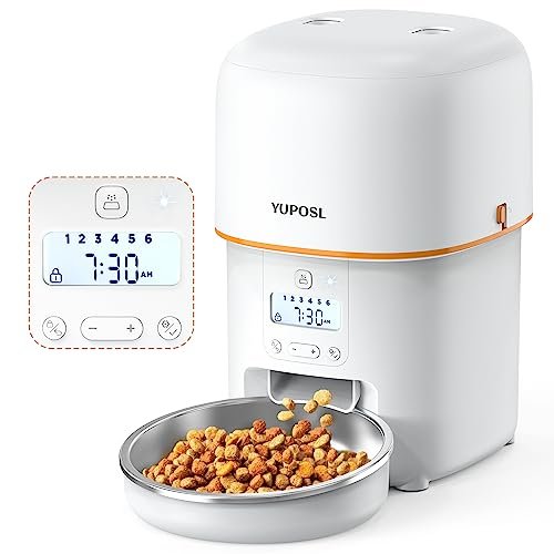 Yuposl Automatic Cat Feeders - 2L Cat Food Dispenser Easy to Use, Timed Automatic Pet Feeder with Over 180-day Battery Life, 1-6 Meals Dry Food Programmable Portion Control Also for Dogs - Image 4