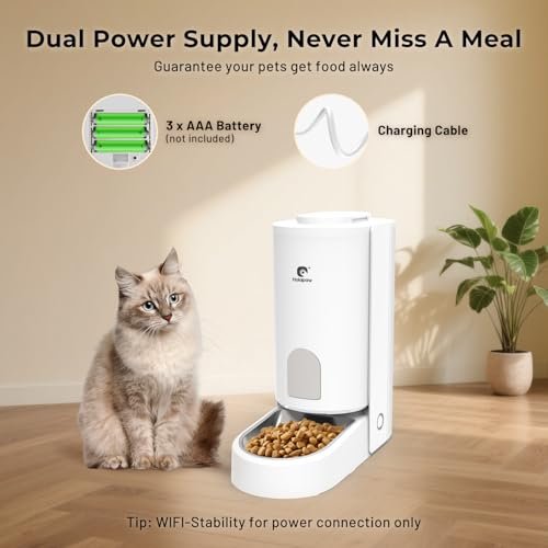HOLAPAW Automatic Cat Feeder - 2.4G WiFi Cat Food Dispenser, 3.7L Timed Pet Feeder with APP Control for Remote Feeding, 1-10 Meals per Day for Small Dog Kitten Indoor, Detachable for Cleaning - Image 5