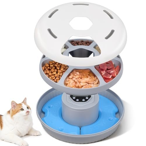 Automatic Cat Feeder Wet & Dry Wet Food Refrigerated, Timed Cat Wet Food Dispenser Automatic Dog Feeder Pet Auto Dry frienhund Electric, Pet Timed Feed Bowl with Two ICE Packs