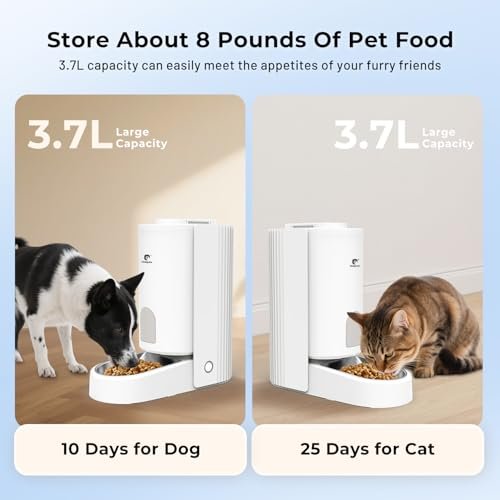 HOLAPAW Automatic Cat Feeder - 2.4G WiFi Cat Food Dispenser, 3.7L Timed Pet Feeder with APP Control for Remote Feeding, 1-10 Meals per Day for Small Dog Kitten Indoor, Detachable for Cleaning - Image 3