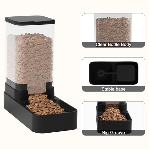 Wefeedy Automatic Cat Feeder and Water Dispenser in Set with Pet Food Bowl,Gravity Dog Waterer and Food Feeder for Small Medium Dog Cat Puppy Kitten Large Capacity(3.8L,Black) - Image 5