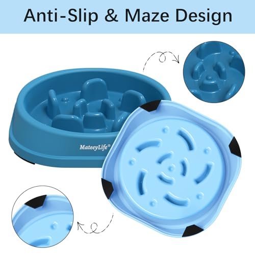 MateeyLife 1 xícara de quebra-cabeça interativo para cães, pratos lentos, azul-claro, azul escuro - Image 4