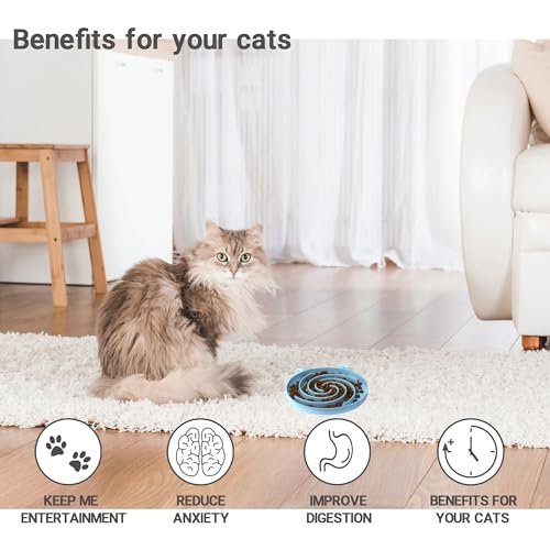 Bifeaw Slow Feeder Cat Bowl, Easy to Clean Silicone Bowl, Ideal for Dry and Wet Food (Green and Blue) - Image 5