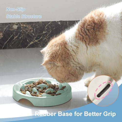 Slow Feeder Bowl for Cats and Small Dogs,Cilkus Fish Pool Design, Fun Interactive Bloat Stop Puzzle Feeder Bowl Healthy Eating Diet Made of Melamine Food Grade Material Dishwasher Safe (Green) - Image 4