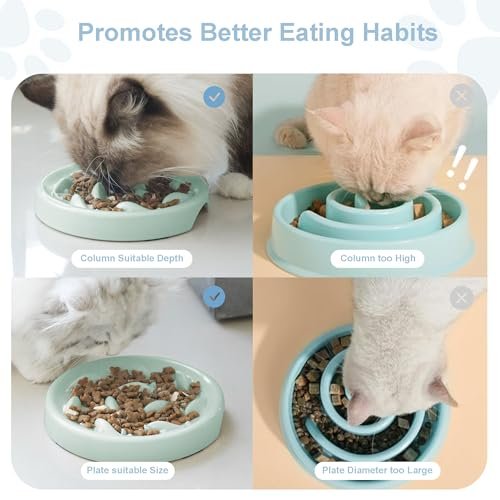 Slow Feeder Bowl for Cats and Small Dogs,Cilkus Fish Pool Design, Fun Interactive Bloat Stop Puzzle Feeder Bowl Healthy Eating Diet Made of Melamine Food Grade Material Dishwasher Safe (Green) - Image 3