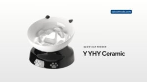 Y YHY Ceramic Cat Slow Feeder: Tilted, Elevated Bowl for Healthy Eating