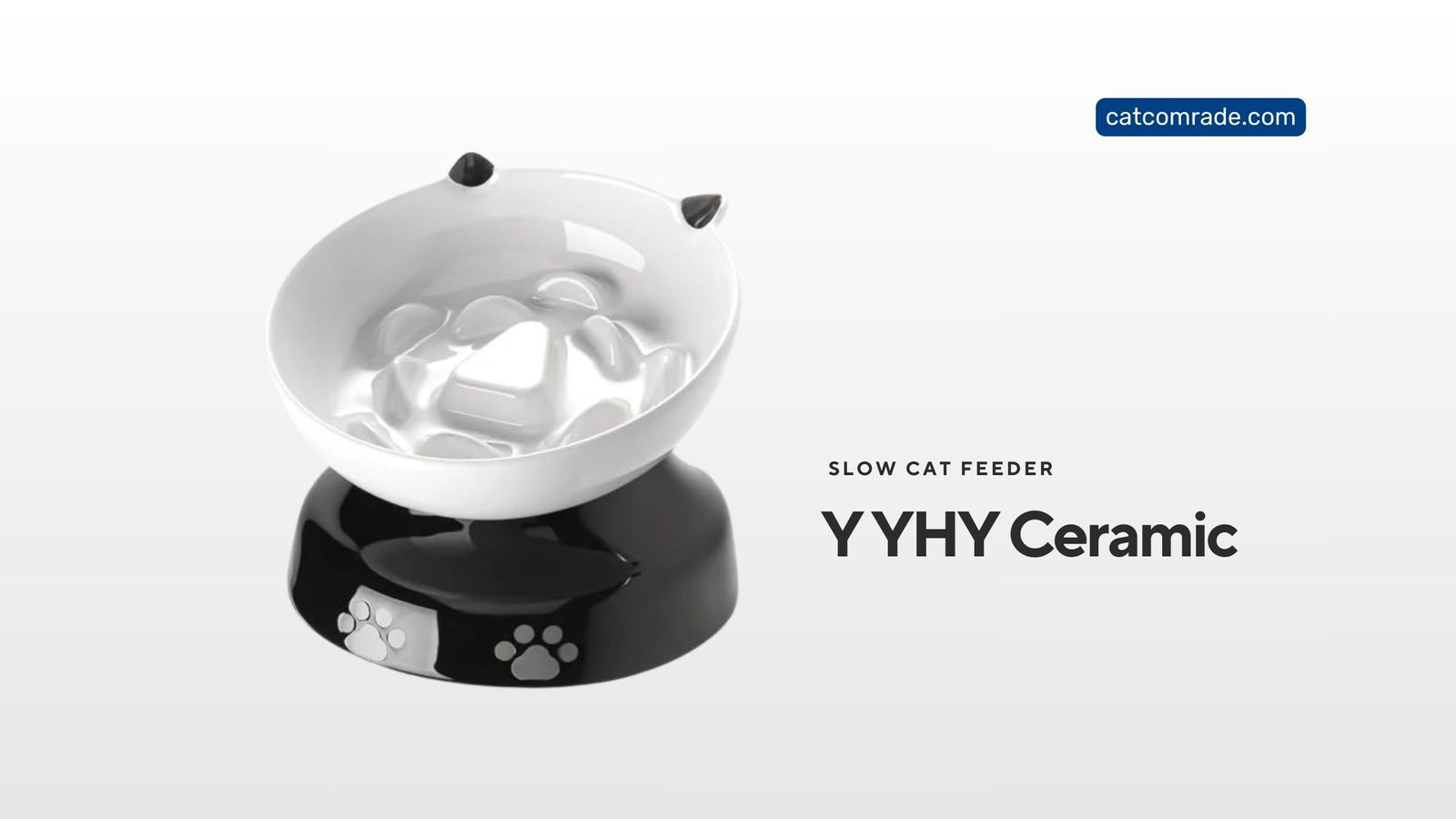 Y YHY Ceramic Cat Slow Feeder: Tilted, Elevated Bowl for Healthy Eating