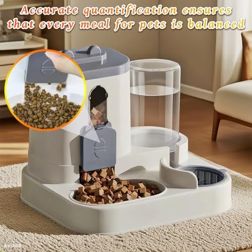 Gravity Cat Feeder and Water Dispenser, 2 in 1 Automatic Cat Feeder, 2 Pack Large Capacity Self Feeding for Small Medium Dog Puppy Kitten （Grey） - Image 4