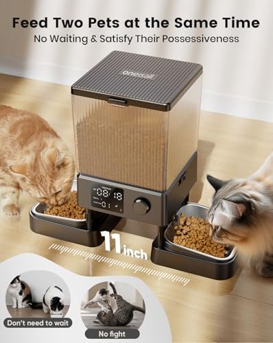 oneisall Automatic Cat Feeder for 2 Cats, 20 Cups/5L Automatic Cat Food Dispenser for Small Pets Indoor, Timed Cat Feeder for Dry Food - Image 2
