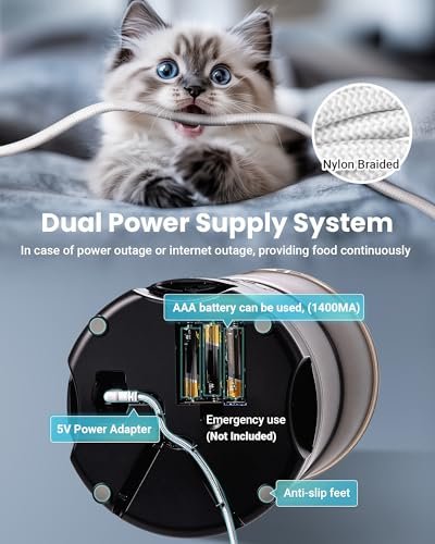 Vacqueen Automatic Cat Feeder for 3 Cats, 6L/25 Cups Smart WiFi Pet Feeder, Strong Anti-Jam System, Dual-Effect Desiccant Cat Food Dispenser, with 10S Voice Recorder for Cats and Small Dog(Black) - Image 5