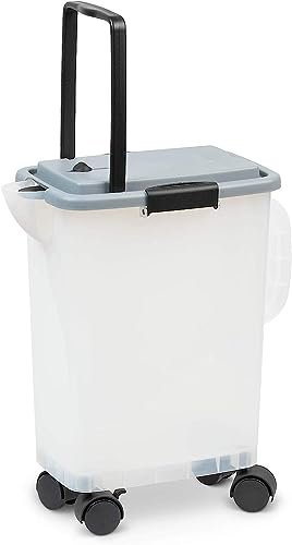 PetFusion BetterBin Portable Litter Storage Container (16.5 x 11.7 x 19) | Holds up to 25 lbs/10 Gallons, Great for Dry Dog and Cat Food | Adjustable Spout, Back & Top Handles, Heavy Duty Wheels