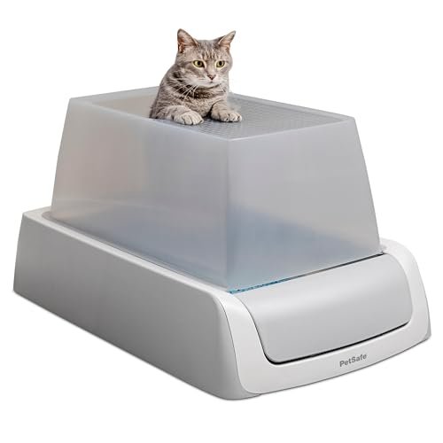 PetSafe Legacy ScoopFree Crystal Pro Self-Cleaning Automatic Litter Box - Top-Entry Motion-Sensing Cat Box with Integrated Health Counter - Includes 1 Disposable Crystal Litter Tray