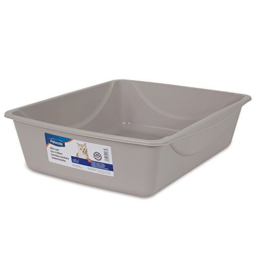 Petmate Open Cat Litter Box; Large Nonstick Litter Pan Durable Standard Box, Grey Great for Small & Large Cats Easy to Clean; Made in USA
