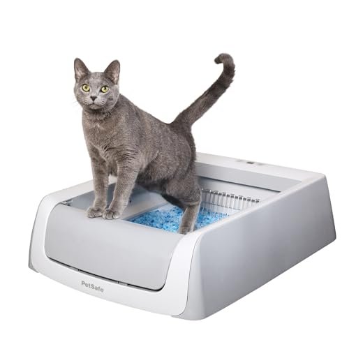 PetSafe Legacy ScoopFree Crystal Pro Self-Cleaning Automatic Litter Box - Uncovered Motion-Sensing Cat Box with Integrated Health Counter - Includes 1 Disposable Crystal Litter Tray