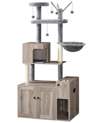 HOOBRO Cat Tree with Litter Box Enclosure, 68.9