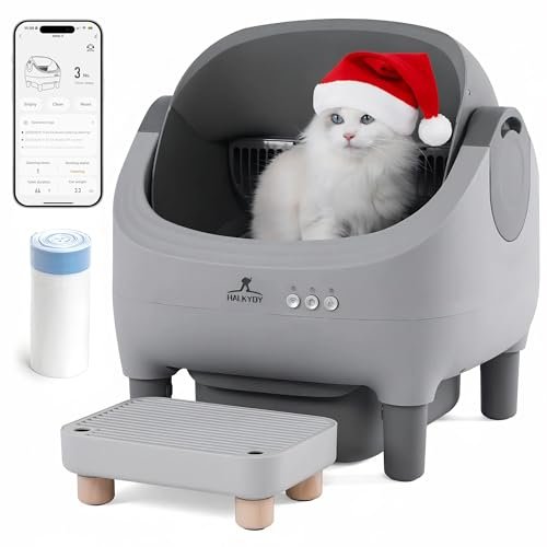 Upgraded Automatic Litter Box Self Cleaning, with Raised Step, Open Top Large Capacity for Multiple Cats, Odor Control & Safety Protection & Smart App Control Health Monitoring & Quiet Operation