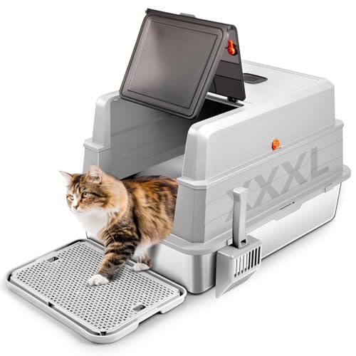 Bartuke XXXL Stainless Steel Litter Box with Lid, Extra Large 28