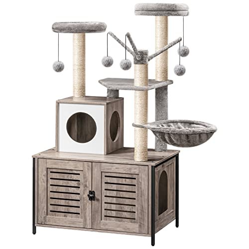 HOOBRO Cat Tree with Litter Box Enclosure, 27.6