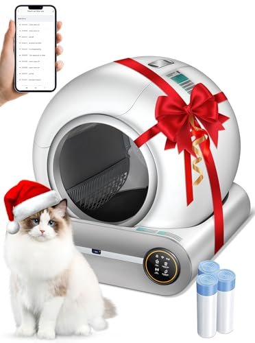Automatic Litter Box, Upgraded Robot Self Cleaning Litter Box for Multiple Cats, 65L+9L Extra Large, Features Negative ion Sterilization and Deodorization, APP Control, 3 Rolls Litter Bag Liners