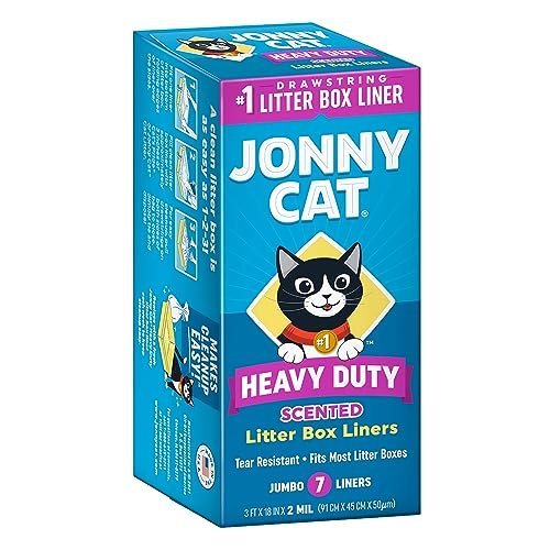 Jonny Cat Litter Box Liners: Fresh Scent - Heavy Duty - Tear & Leak Resistant - Drawstring Close - Jumbo, 7 Count