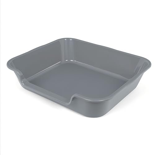Ying Tutu 1 Pack of Extra Large Cat Litter Box (ABS Material), Low Entry Senior Litter Pen for Geriatric Kitty Big Cats, Jumbo Pet Safe Litter Boxes Tray for Indoor Pets Potty (Gray, 24