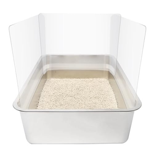 YOILES 3PCS Cat Litter Box Pee Shields,Transparent Easy Clean Splash Guard for Open Top Litter Pan 14.5×11.5in- Litter Box Not Included(3PC)