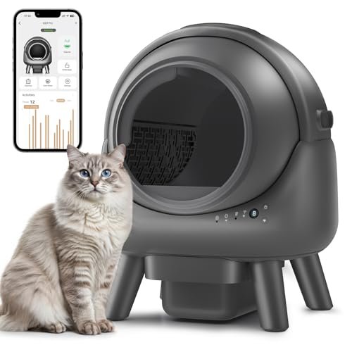 Self Cleaning Litter Box,Automatic Cat Litter Box for Multiple Cats,Robot with APP Control,Smart Dual Safety Protection,Odor-Free Waste Disposal Includes Trash Bags,Grey S20