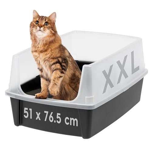 IRIS USA XX-Large Cat Litter Box, Open Top Extra Large Litter Box for Big Cats and Multi-Cat Households, High Sided Scatter Shield, Easy to Clean, 30