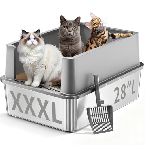 Jotesnew XXXL Stainless Steel Litter Box,28