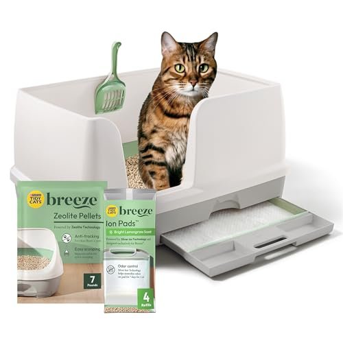 Purina Tidy Cats Litter System, Non-Clumping, Breeze XL All-in-One Odor Control & Easy Clean Multi Cat Box - 18 lb. Box