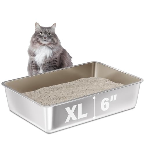 FUTAM Stainless Steel Litter Box, 23.6“x15.7